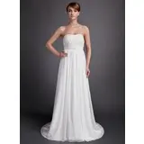 Keizer Sweetheart Watteau Sleep Chiffon Bruidsjurken met Roes Kraalwerk (002001170)