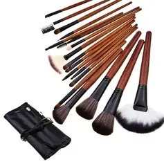 18pcs Professional Kosmetisk Brush med gratis Lærveske  (046024401)