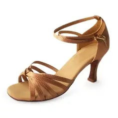 Satin Heels Sandals Latin Ballroom Dance Shoes With Ankle Strap (053006988)