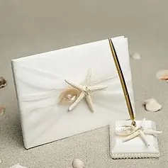 Starfish & Sea Shell Beach Themed Wedding Guest Book and Pen Set(101018133)
