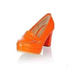 Patent Leather Chunky Heel Platform Pumps With Others (085025201)