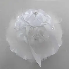Music Box Wedding Ring Pillow With White Feather And Rhinestone(103018244)
