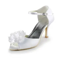 Satin Stöckel Absatz Peep Toe Sandalen Brautschuhe mit Schnalle Satin Blume (047025062)