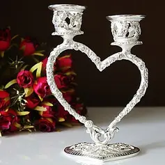 Silver Plated Heart Candle Holder(096017653)