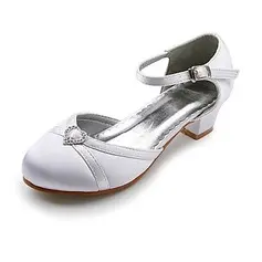 Satin Low Heel Closed Toe Flats Wedding Shoes With Rhinestone (047020913)