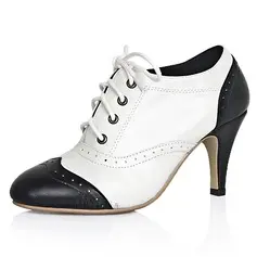Real Leather Chunky Heel Closed Toe Pumps Ankle Boots (088020698)