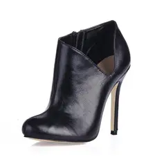 Leatherette Stiletto Heel Boots Ankle Boots (088013834)