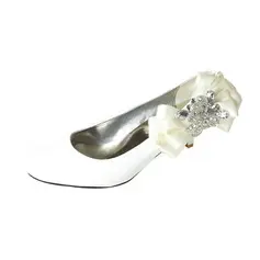 Leatherette Kitten Heel Closed Toe Wedding Shoes With Bowknot Rhinestone (047011876)