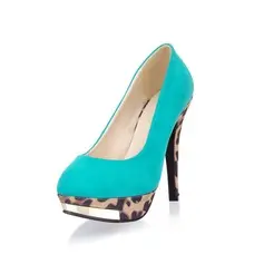 Suede Patent Leather Stiletto Heel Platform Pumps With Animal Print (085025196)