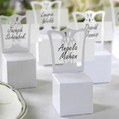 bianco favore box sedia con segnaposto carta (set di 12) (050005600)