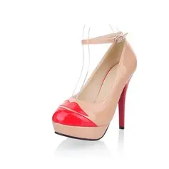 Patent Leather Stiletto Heel Platform Pumps With Buckle Others (085025200)