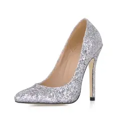 Sparkling Glitter Stiletto Heel Closed Toe Pumps Wedding Shoes With Sequin (047020486)
