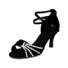 Satin Heels Sandals Latin Dance Shoes With Ankle Strap (053006986)