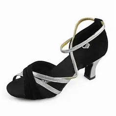 Satin Heels Sandals Latin Dance Shoes With Ankle Strap (053013125)