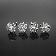 Hairpins Wedding Special Occasion Casual outdoor Rhinestone Silver Headpieces With White-4 piece (042017910)