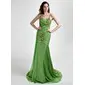 Mermaid Cowl Neck Court Train Chiffon Prom Dress With Ruffle Beading (018015804)