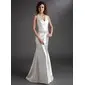 Sheath Halter Sweep Train Charmeuse Mother of the Bride Dress With Ruffle Beading (008016744)