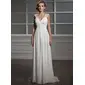 Impero Scollatura a V Sweep treno Chiffon Tulle Abiti per matrimonio con Increspature Pizzo Perline (002006371)