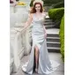 Mermaid Sweetheart Watteau Train Charmeuse Prom Dress With Ruffle Beading (018024666)