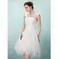 A-Line/Princess One-Shoulder Knee-Length Tulle Homecoming Dress With Ruffle Flower(s) (022009033)