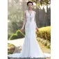 Sheath/Column V-neck Chapel Train Chiffon Wedding Dress With Ruffle Beadwork Sequins (002005012) Sheath/Column V-neck Chapel Train Chiffon Wedding Dress With Ruffle Beadwork Sequins (002005012)