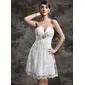 Empire Sweetheart Knee-Length Charmeuse Lace Wedding Dress With Ruffle Beadwork Sequins (002024079)