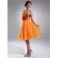 Empire Sweetheart Knee-Length Taffeta Tulle Sequined Homecoming Dress With Ruffle Flower(s) (022009690) Empire Sweetheart Knee-Length Taffeta Tulle Sequined Homecoming Dress With Ruffle Flower(s) (022009690)