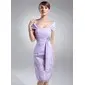 Sheath Off-the-Shoulder Knee-Length Chiffon Charmeuse Mother of the Bride Dress With Ruffle Lace Beading (008006150)