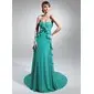 Impero A cuore Coda a strascico corto Chiffon Abito feste con Increspature (018015069)