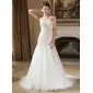 Mermaid Strapless Court Train Satin Tulle Wedding Dress With Lace Beadwork (002004148)