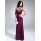 Sheath One-Shoulder Floor-Length Chiffon Evening Dress With Ruffle Beading (017002590)