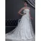 Empire Strapless Chapel Train Tulle Charmeuse Wedding Dress With Lace Beadwork (002000267) Empire Strapless Chapel Train Tulle Charmeuse Wedding Dress With Lace Beadwork (002000267)