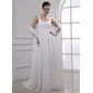 Empire Sweetheart Watteau Train Chiffon Wedding Dress With Lace Beadwork (002011765)