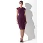 Sheath Scoop Neck Knee-Length Chiffon Cocktail Dress With Ruffle (016021160)