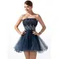 A-Line/Princess Scalloped Neck Short/Mini Taffeta Tulle Homecoming Dress With Ruffle Beading Sequins (022004340)