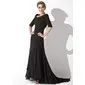 A-Line/Princess Off-the-Shoulder Sweep Train Chiffon Evening Dress With Ruffle (017020812)