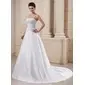 A-Line/Princess Court Train Satin Wedding Dress With Embroidery Beadwork (002006372)