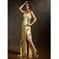 Sheath Sweetheart Sweep Train Chiffon Prom Dress With Ruffle Beading Appliques (018020941)