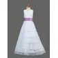 A-Line/Princess Scoop Neck Floor-Length Chiffon Charmeuse Flower Girl Dress With Sash Flower(s) (010002146)