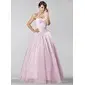 A-Line/Princess Sweetheart Floor-Length Organza Satin Quinceanera Dress With Beading (021020885)