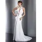A-Line/Princess Halter Court Train Chiffon Wedding Dress With Ruffle Lace Beadwork Sequins (002012762)