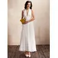 A-Line/Princess Halter Ankle-Length Chiffon Charmeuse Wedding Dress With Ruffle Sashes (002012645)