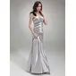 Mermaid One-Shoulder Floor-Length Charmeuse Prom Dress With Ruffle Beading Feather (018005253)