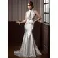 Mermaid High Neck Court Train Tulle Charmeuse Wedding Dress With Ruffle Beadwork (002012202) Mermaid High Neck Court Train Tulle Charmeuse Wedding Dress With Ruffle Beadwork (002012202)
