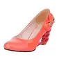 Patent Leather Wedge Heel Closed Toe Pumps With Bowknot (085015192)
