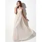 A-Line/Princess One-Shoulder Floor-Length Chiffon Lace Holiday Dress With Ruffle Beading (020016076)