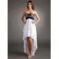 Empire Sweetheart Asymmetrical Chiffon Charmeuse Homecoming Dress With Lace (022008962)