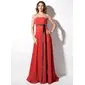 Empire Strapless Court Train Chiffon Charmeuse Evening Dress With Sash (017017380)