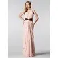 A-Line/Princess One-Shoulder Floor-Length Chiffon Prom Dress With Ruffle Beading (018004909)