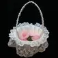 Elegant Flower Basket In White Satin and Lace(102018106)